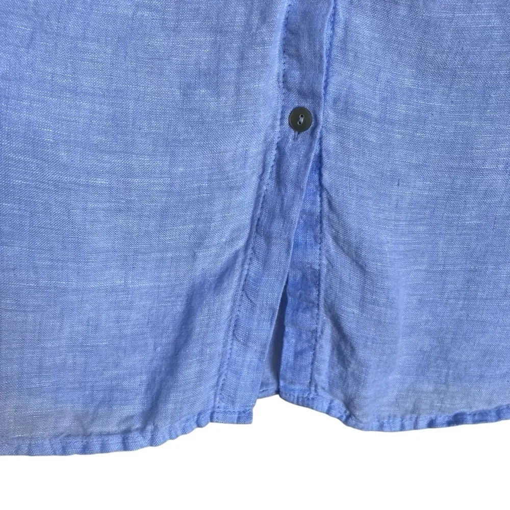 Sigrid Olsen Sky Blue Linen Button Up Pocketed Tunic Shirt Lagenlook Resort XXL - Picture 8 of 16